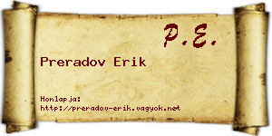 Preradov Erik névjegykártya